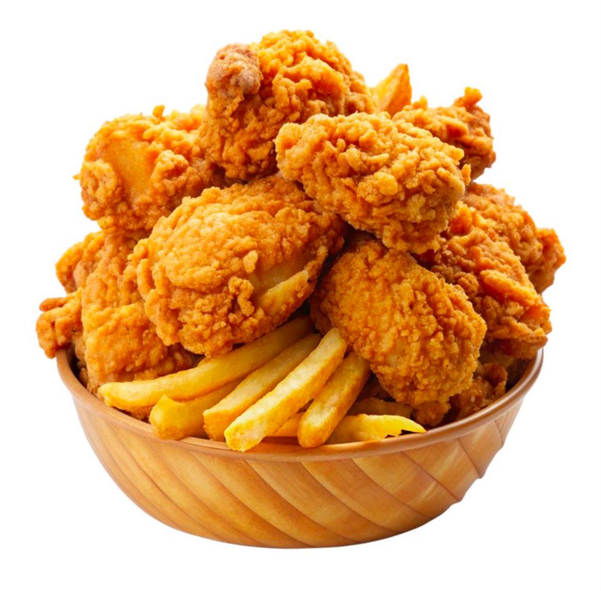 Fries and fried chicken
